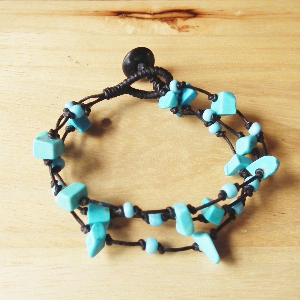 Turquoise Cluster Triple Strand Bracelet On Luulla